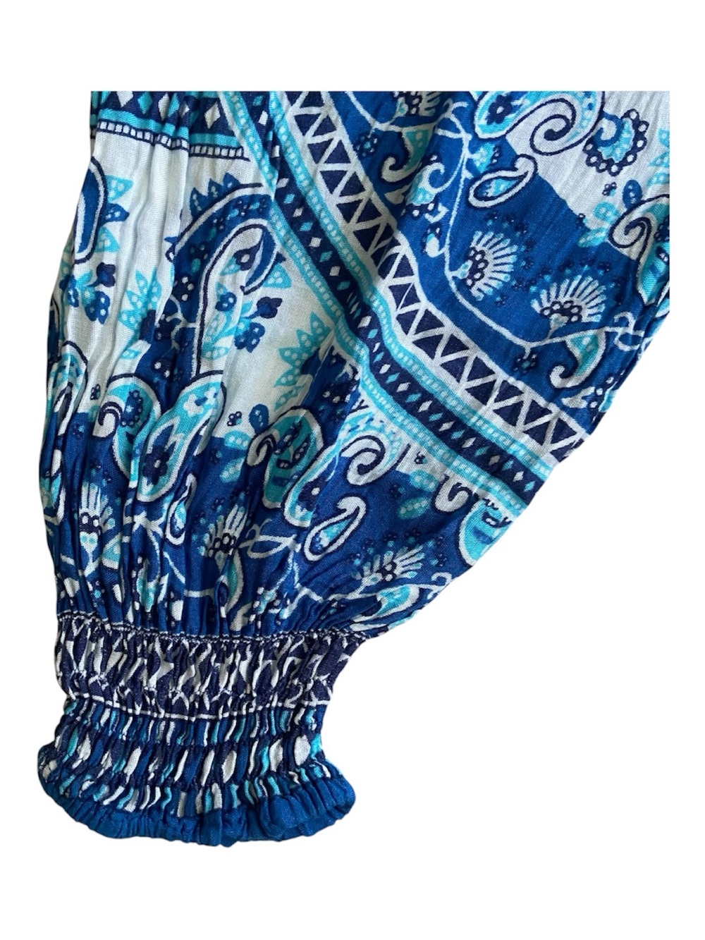 Yoga Pants Blue Paisley Elastic Waist Harem - Picture 2 of 4